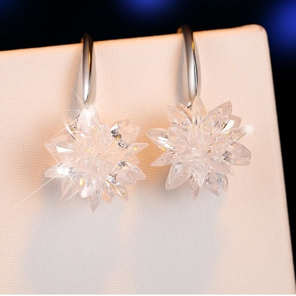 Silver crystal snowflake earrings - Picture 1 of 3